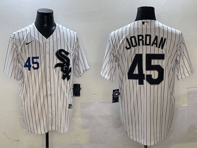 Men Chicago White Sox #45 Jordan White Stripe Game 2025 Nike MLB Jersey style 2